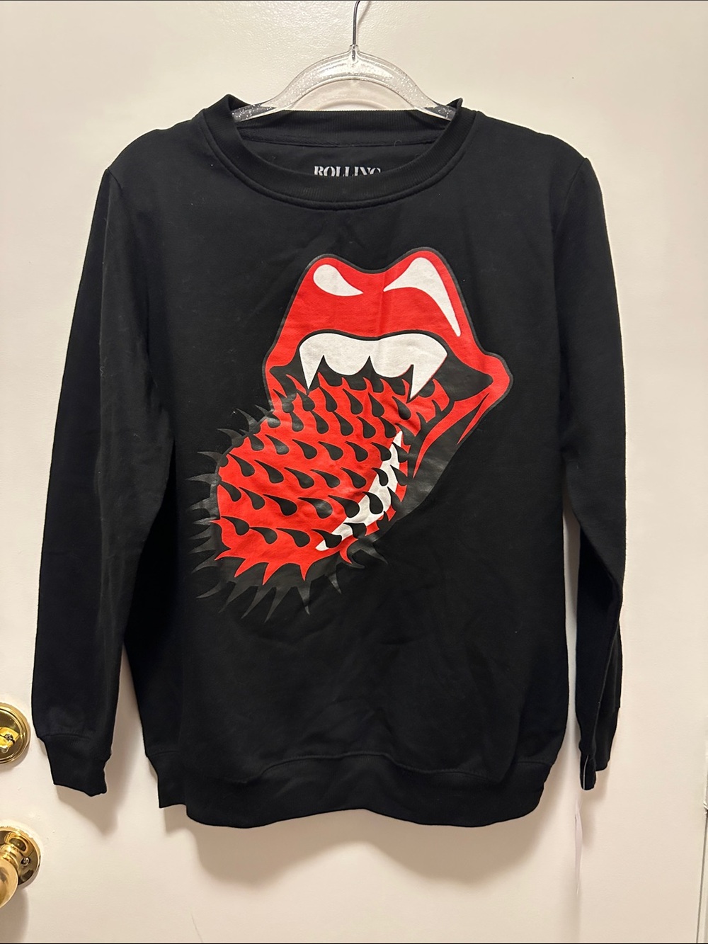 Rolling Stones Black Sweatshirt with White Logo Print